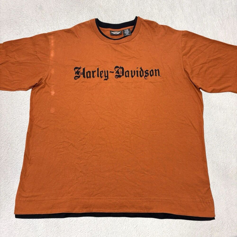 Vintage Harley Davidson Ringer T-Shirt Men’s XXL Orange and Black 2006